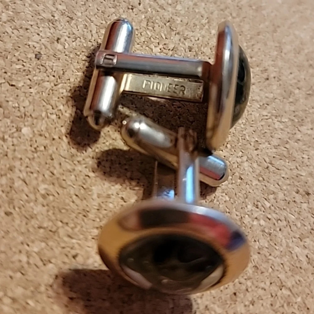 Rare VINTAGE Glass Intaglio Enamel Boxer Dog Cufflinks By Pioneer 3/4
